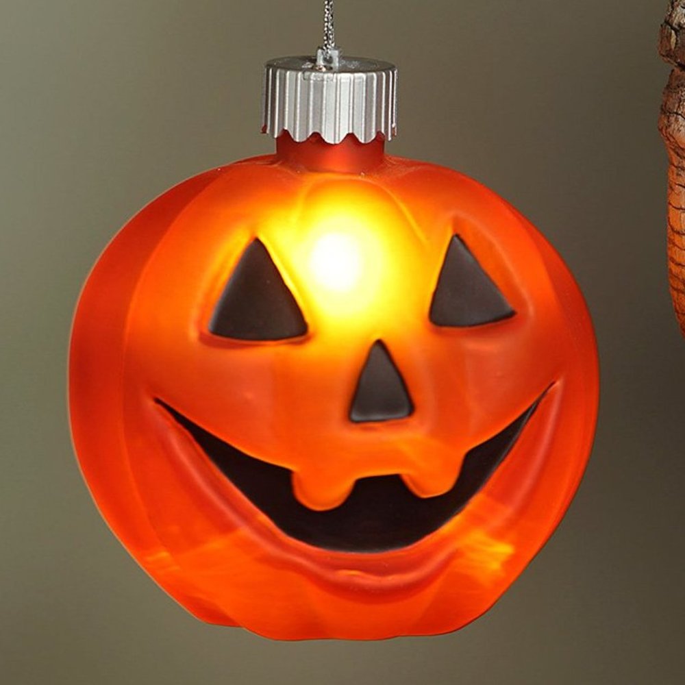 8 Bethany Lowe Glass Jack o Lantern Halloween LED Ornaments